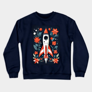 Floral Space Trip by Akbaly Crewneck Sweatshirt